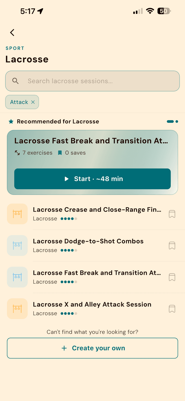 AVARON sport-specific session library for lacrosse